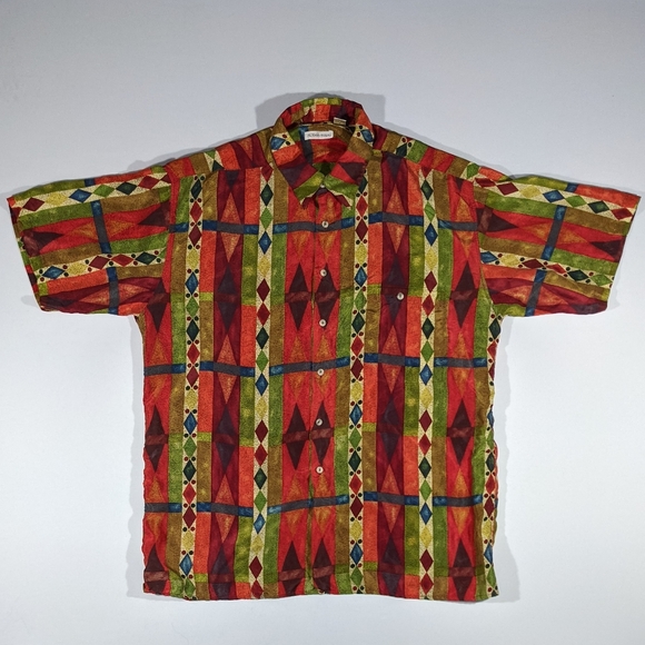 Vintage Other - Vintage 90s Silk S XL Button Up T-shirt